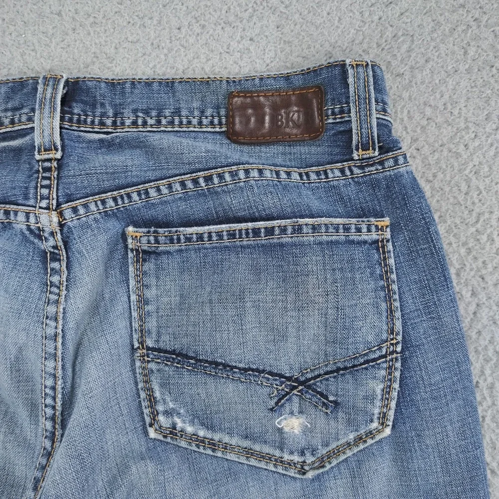 BKE Tyler Jeans Mens 34x30 Blue Wide Flare Leg Denim Distressed Faded Mexico